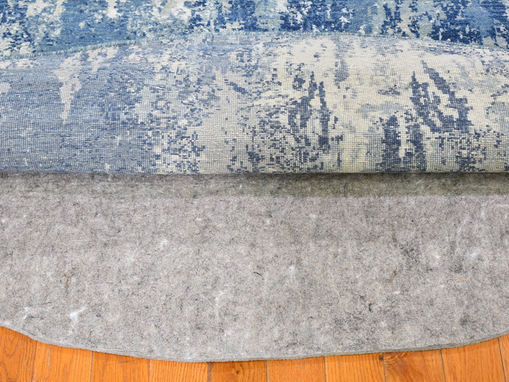 8'1" x 10'1" New Hand Knotted Blue Wool Rectangle Oriental Rug - MOA10259521