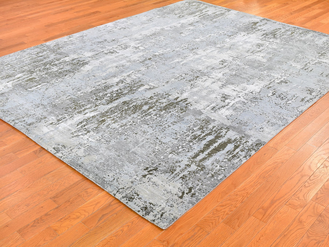 8'0" x 10'2" New Hand Knotted Ivory Wool Rectangle Oriental Rug - MOA10259524