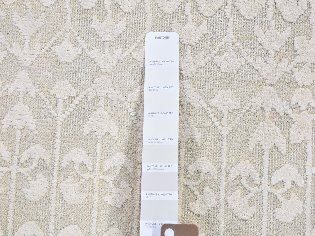 2'0" x 3'4" New Hand Knotted Ivory Wool & Silk Rectangle Oriental Rug - MOA10259537