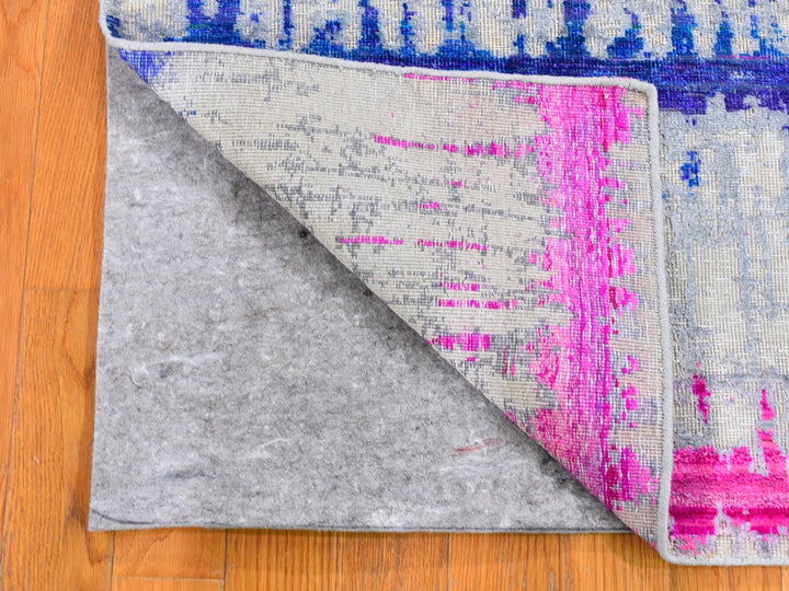 2'0" x 3'0" New Hand Knotted Grey Wool & Silk Rectangle Oriental Rug - MOA10259545