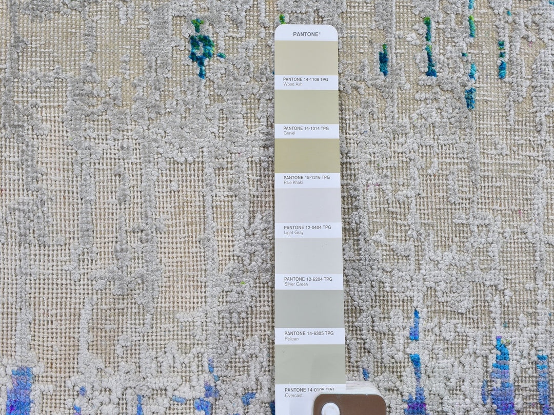 2'0" x 3'0" New Hand Knotted Grey Wool & Silk Rectangle Oriental Rug - MOA10259552