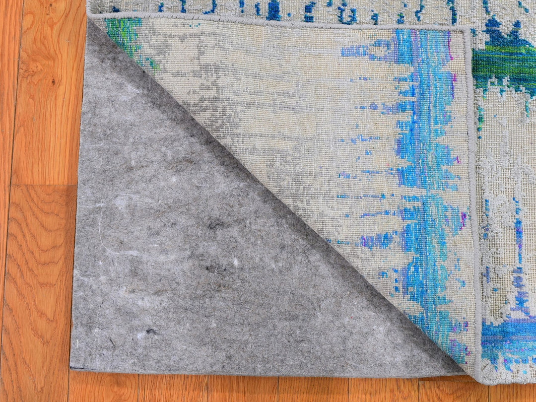 2'0" x 3'0" New Hand Knotted Grey Wool & Silk Rectangle Oriental Rug - MOA10259552