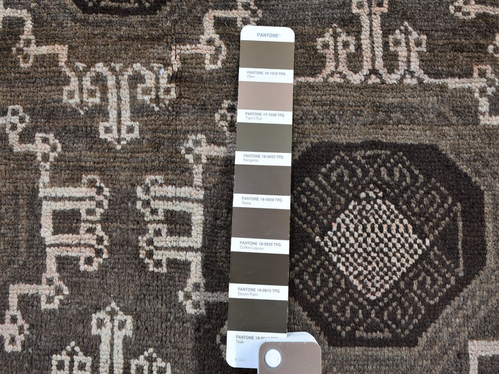 5'8" x 9'10" New Hand Knotted Brown Wool Rectangle Oriental Rug - MOA10259564