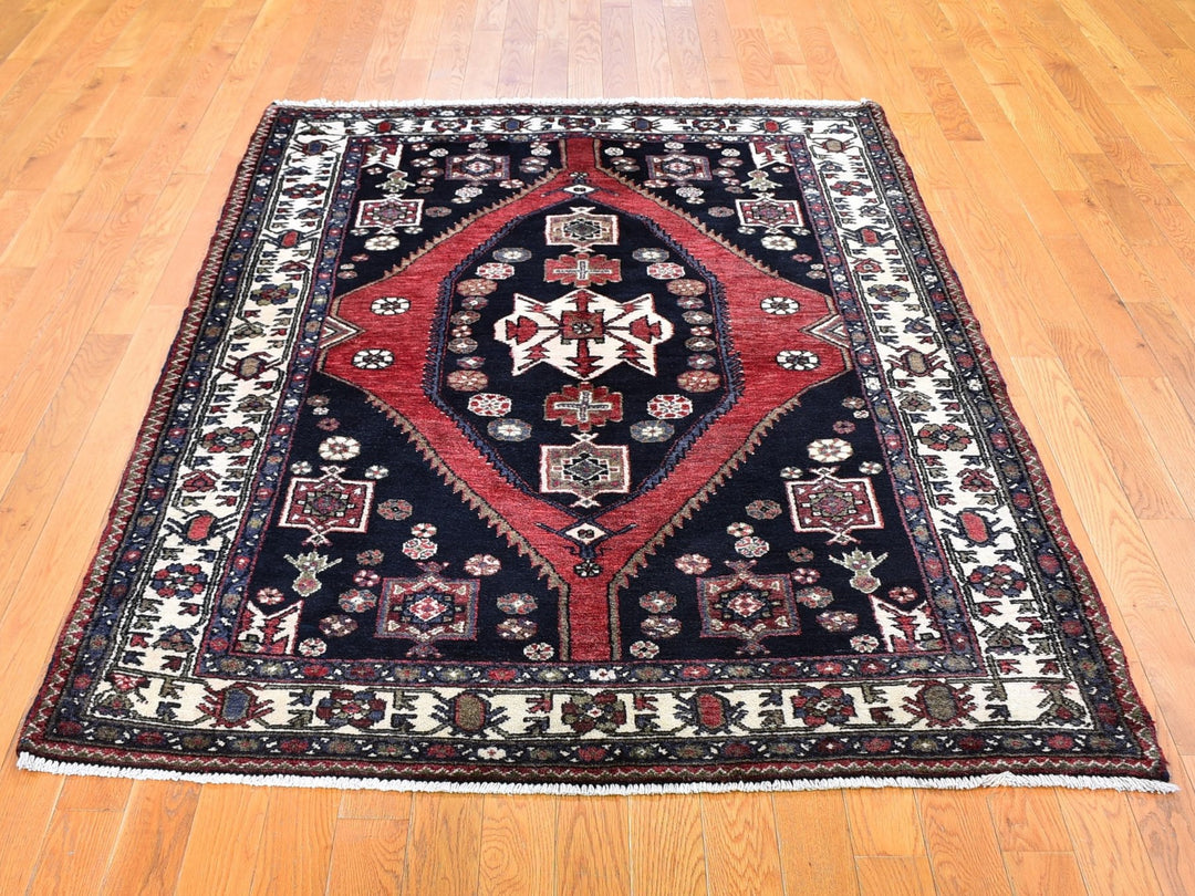 4'6" x 6'6" New Hand Knotted Blue Wool Rectangle Oriental Rug - MOA10259567