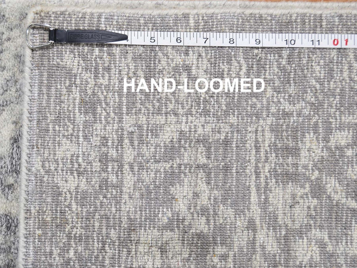 2'5" x 8'0" New Hand Loomed Grey Wool & Silk Runner Oriental Rug - MOA10259569