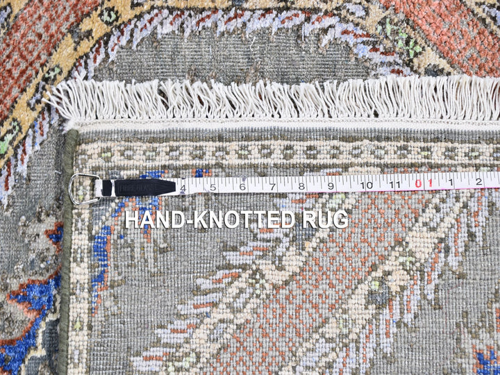 2'6" x 10'0" New Hand Knotted Grey Wool & Silk Runner Oriental Rug - MOA10259570