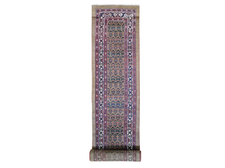 3'0" x 18'0" Vintage Hand Knotted Brown Wool Runner Oriental Rug - MOA10259574