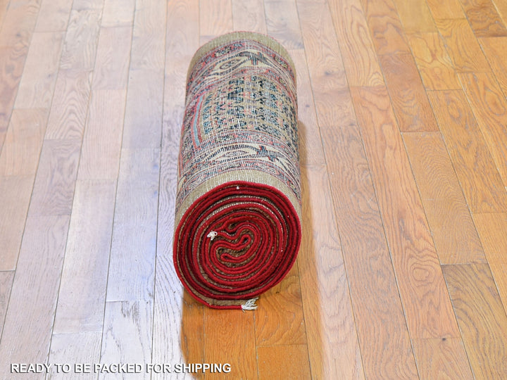 3'0" x 18'0" Vintage Hand Knotted Brown Wool Runner Oriental Rug - MOA10259574