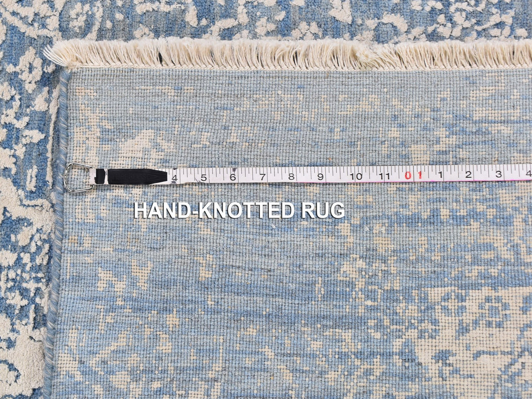 3'0" x 5'0" New Hand Knotted Blue Wool & Silk Rectangle Oriental Rug - MOA10259576