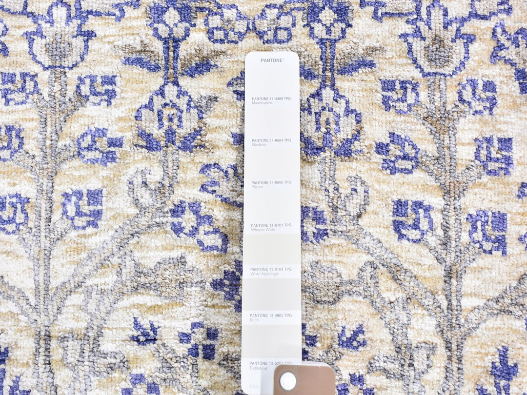 2'7" x 10'1" New Hand Knotted Ivory Wool & Silk Runner Oriental Rug - MOA10259590