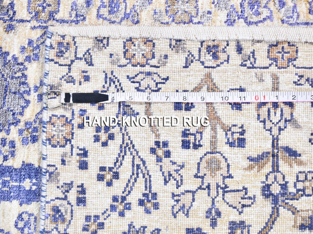 2'7" x 10'1" New Hand Knotted Ivory Wool & Silk Runner Oriental Rug - MOA10259590