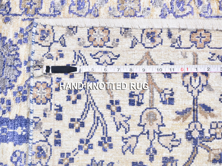 2'7" x 10'1" New Hand Knotted Ivory Wool & Silk Runner Oriental Rug - MOA10259590