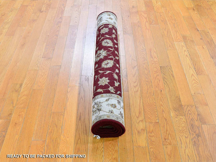 4'0" x 6'0" New Hand Knotted Red Wool & Silk Rectangle Oriental Rug - MOA10259594