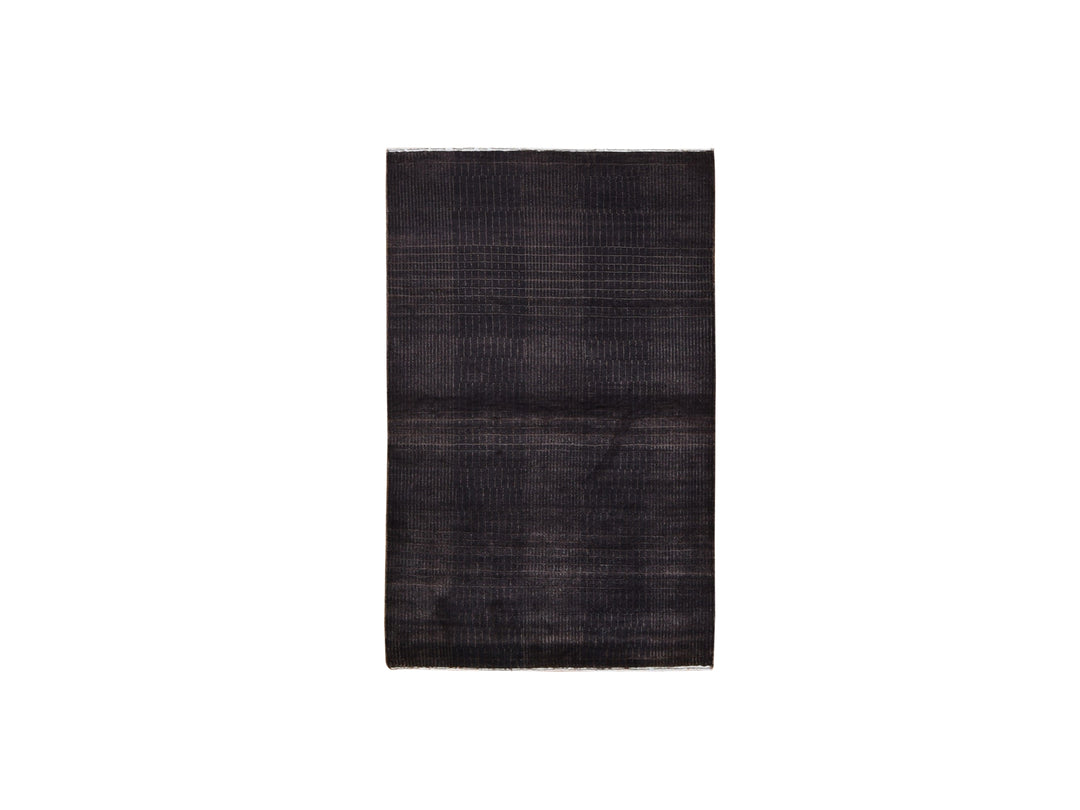 4'0" x 6'0" New Hand Knotted Brown Wool & Silk Rectangle Oriental Rug - MOA10259595
