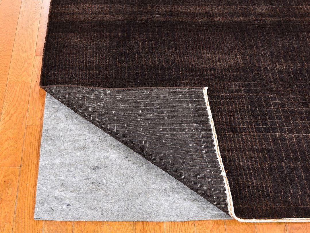 4'0" x 6'0" New Hand Knotted Brown Wool & Silk Rectangle Oriental Rug - MOA10259595