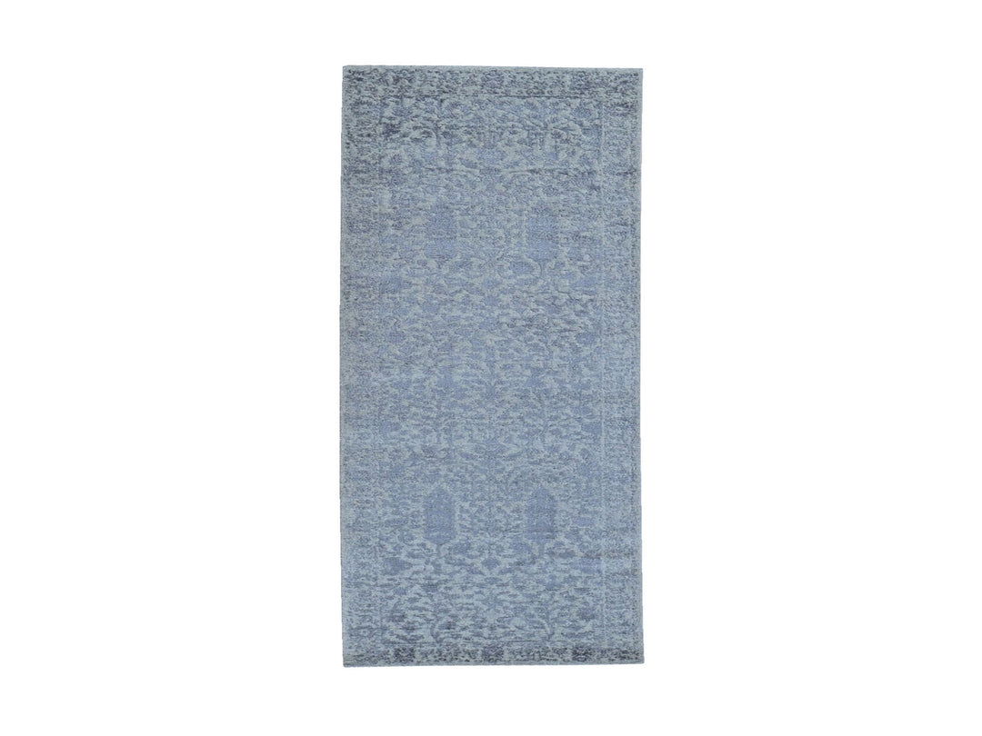 2'5" x 8'0" New Hand Loomed Grey Wool & Silk Rectangle Oriental Rug - MOA10259620