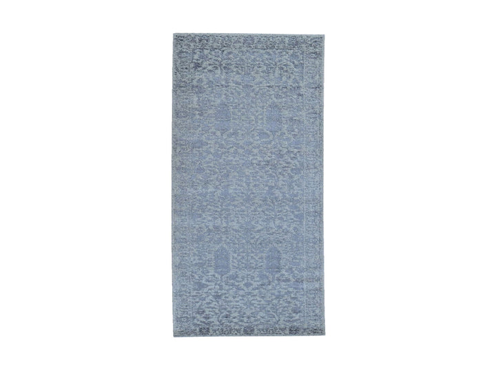 2'5" x 8'0" New Hand Loomed Grey Wool & Silk Rectangle Oriental Rug - MOA10259620