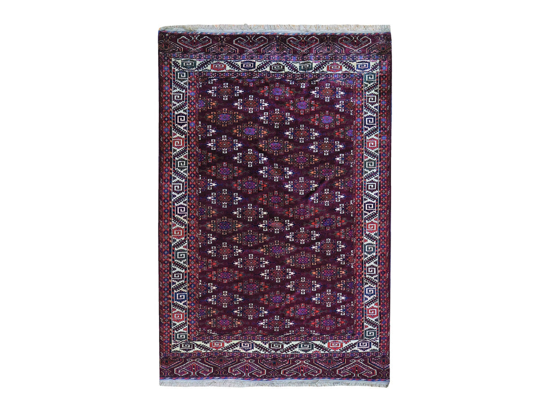 6'7" x 9'6" New Hand Knotted Red Wool Rectangle Oriental Rug - MOA10259624