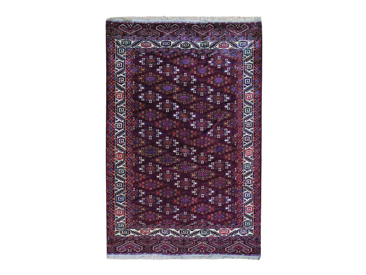 6'7" x 9'6" New Hand Knotted Red Wool Rectangle Oriental Rug - MOA10259624