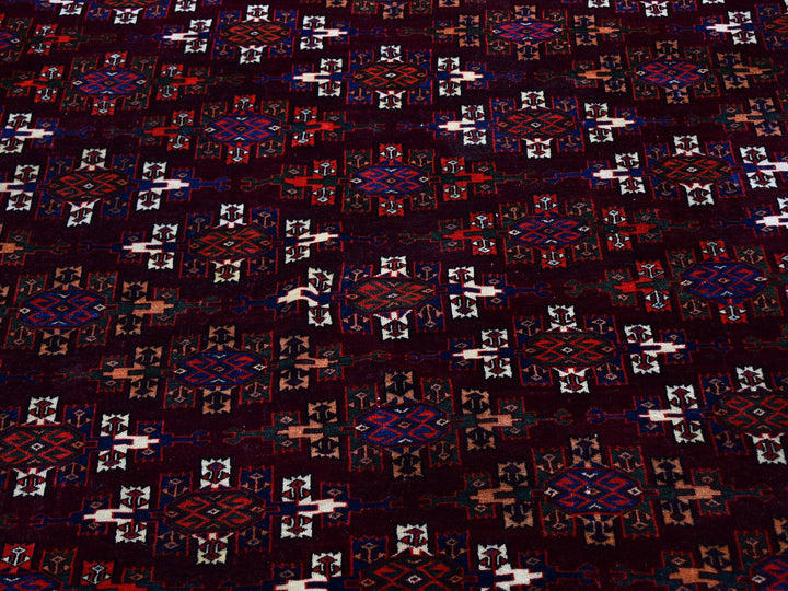 6'7" x 9'6" New Hand Knotted Red Wool Rectangle Oriental Rug - MOA10259624