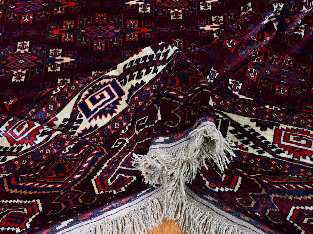 6'7" x 9'6" New Hand Knotted Red Wool Rectangle Oriental Rug - MOA10259624