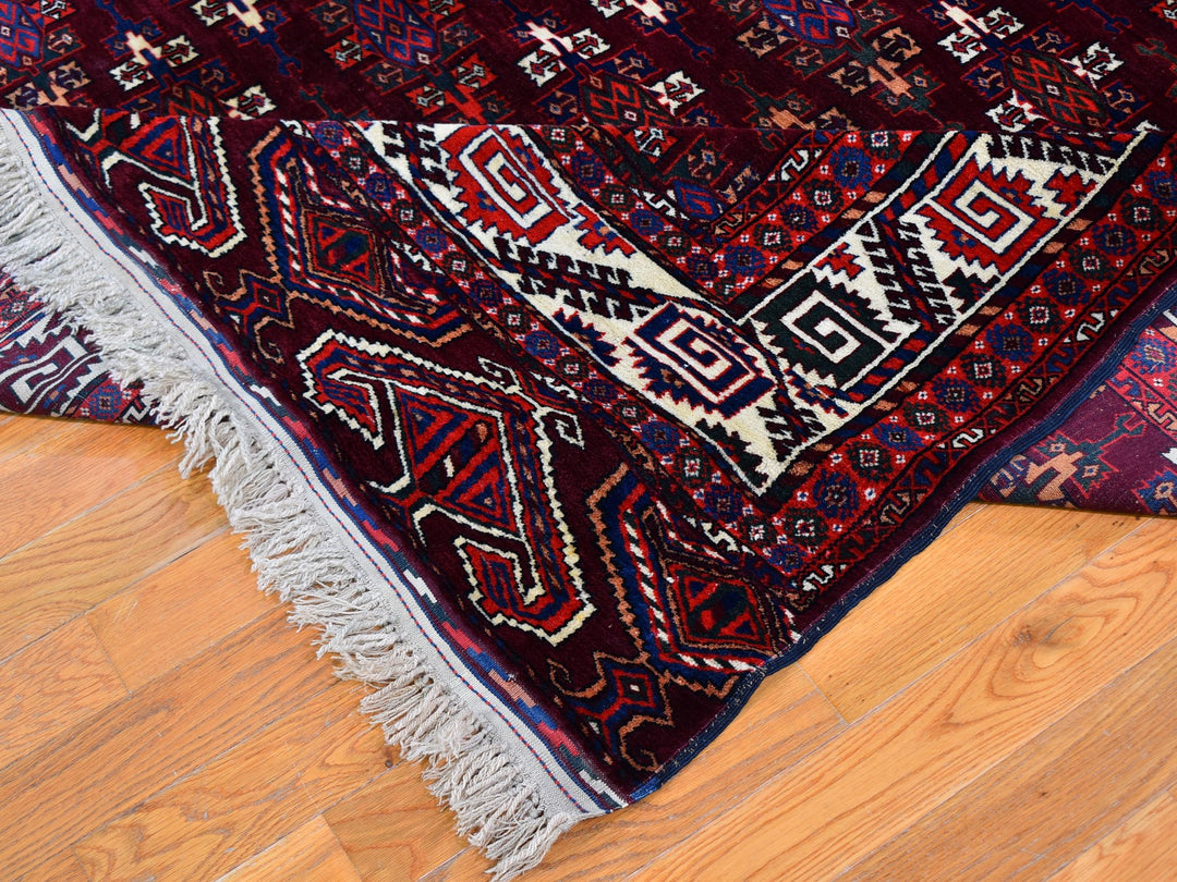 6'7" x 9'6" New Hand Knotted Red Wool Rectangle Oriental Rug - MOA10259624
