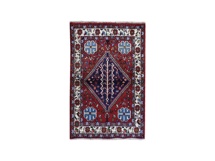 3'6" x 4'9" New Hand Knotted Red Wool Rectangle Oriental Rug - MOA10259626