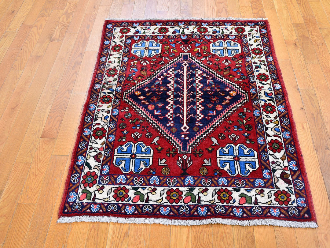3'6" x 4'9" New Hand Knotted Red Wool Rectangle Oriental Rug - MOA10259626