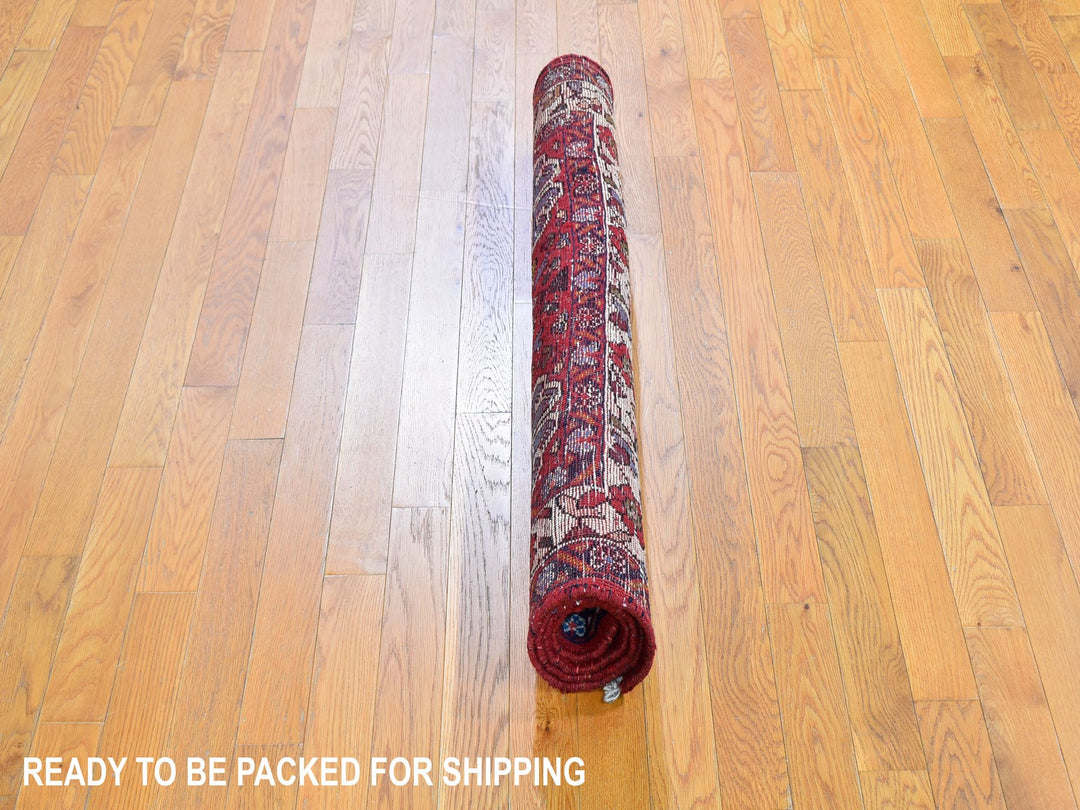 3'6" x 4'9" New Hand Knotted Red Wool Rectangle Oriental Rug - MOA10259626