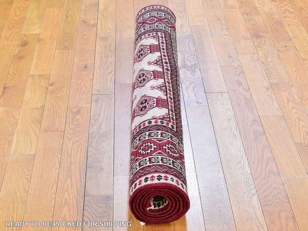 4'6" x 7'0" New Hand Knotted Ivory Wool Rectangle Oriental Rug - MOA10259636