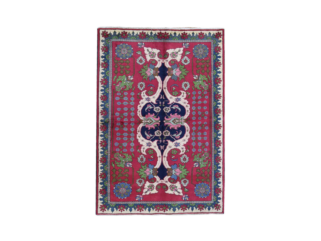 4'10" x 7'2" New Hand Knotted Red Wool Rectangle Oriental Rug - MOA10259643