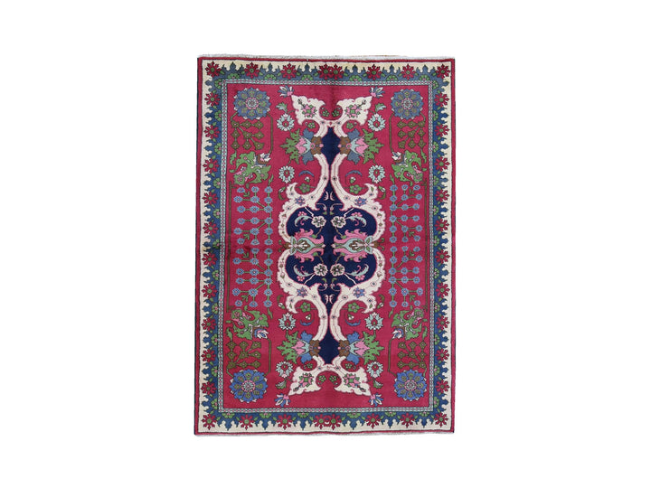 4'10" x 7'2" New Hand Knotted Red Wool Rectangle Oriental Rug - MOA10259643