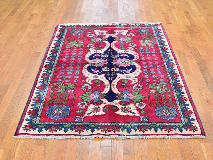 4'10" x 7'2" New Hand Knotted Red Wool Rectangle Oriental Rug - MOA10259643