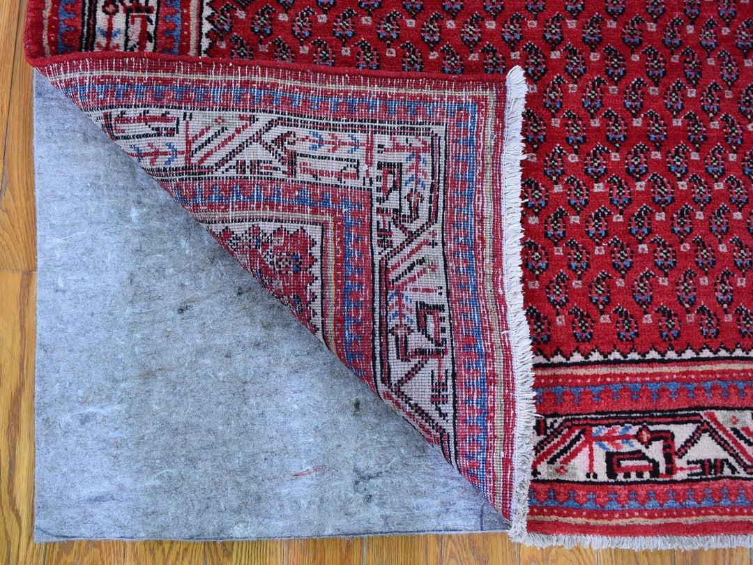 3'8" x 9'9" New Hand Knotted Red Wool Runner Oriental Rug - MOA10259666