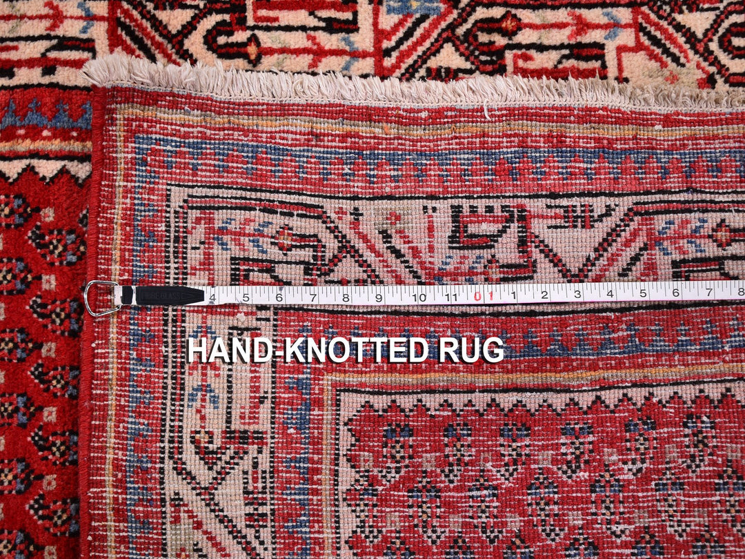 3'8" x 9'9" New Hand Knotted Red Wool Runner Oriental Rug - MOA10259666