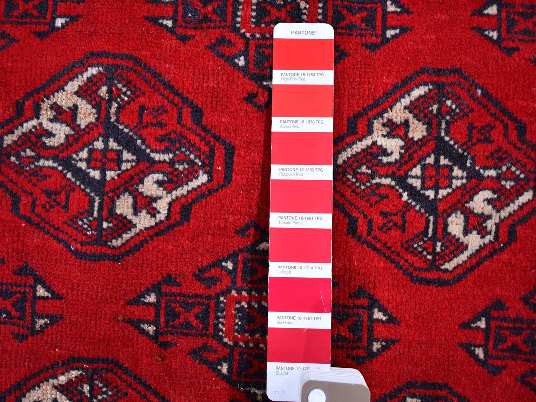 3'6" x 5'0" Vintage Hand Knotted Red Wool Rectangle Oriental Rug - MOA10259669