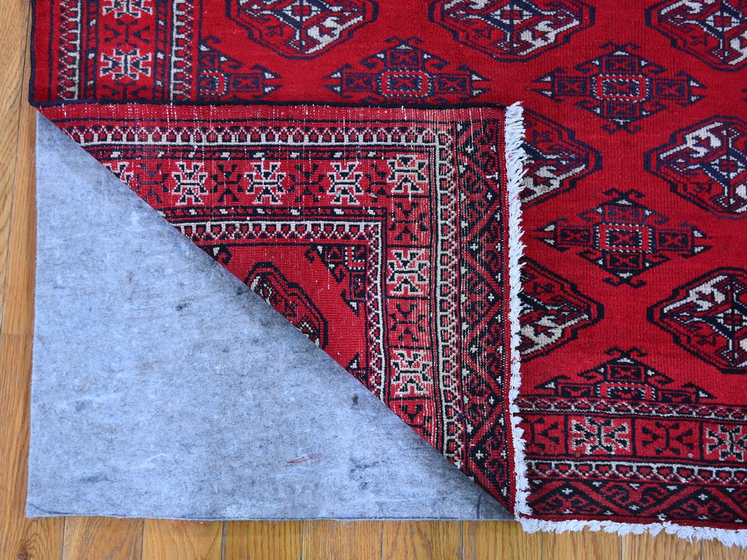 3'6" x 5'0" Vintage Hand Knotted Red Wool Rectangle Oriental Rug - MOA10259669