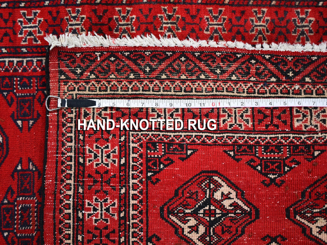 3'6" x 5'0" Vintage Hand Knotted Red Wool Rectangle Oriental Rug - MOA10259669