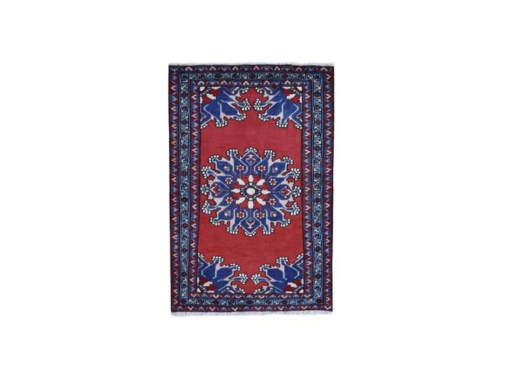 2'8" x 4'0" New Hand Knotted Red Wool Rectangle Oriental Rug - MOA10259671
