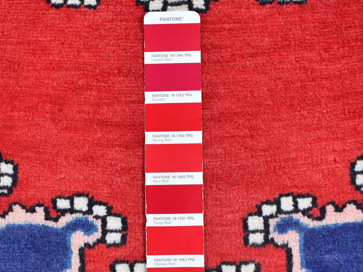 2'8" x 4'0" New Hand Knotted Red Wool Rectangle Oriental Rug - MOA10259671