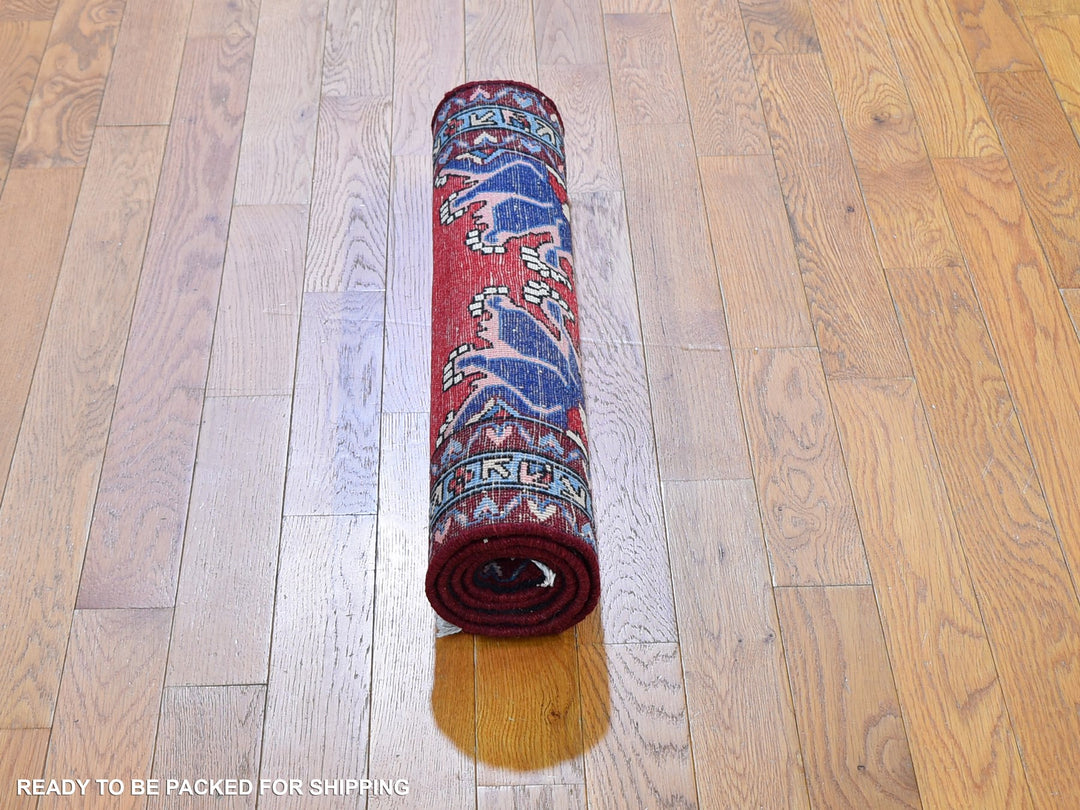 2'8" x 4'0" New Hand Knotted Red Wool Rectangle Oriental Rug - MOA10259671