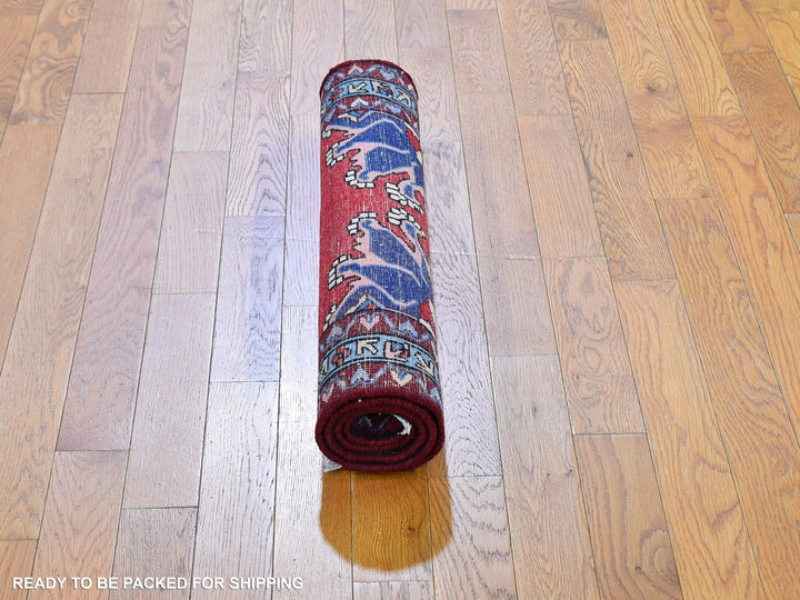 2'8" x 4'0" New Hand Knotted Red Wool Rectangle Oriental Rug - MOA10259671