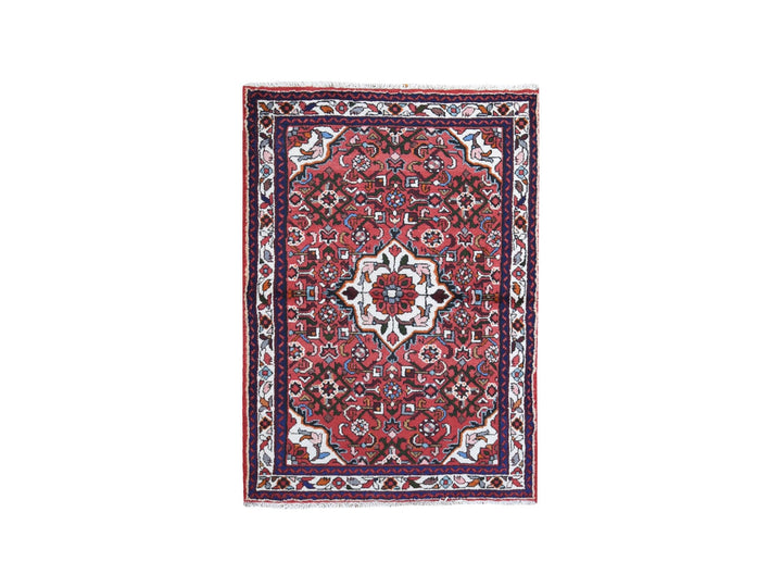 3'6" x 5'0" New Hand Knotted Red Wool Rectangle Oriental Rug - MOA10259677