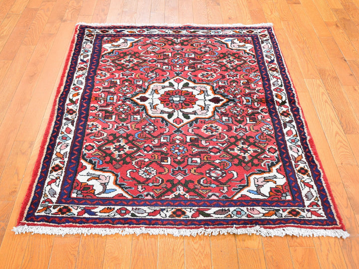 3'6" x 5'0" New Hand Knotted Red Wool Rectangle Oriental Rug - MOA10259677