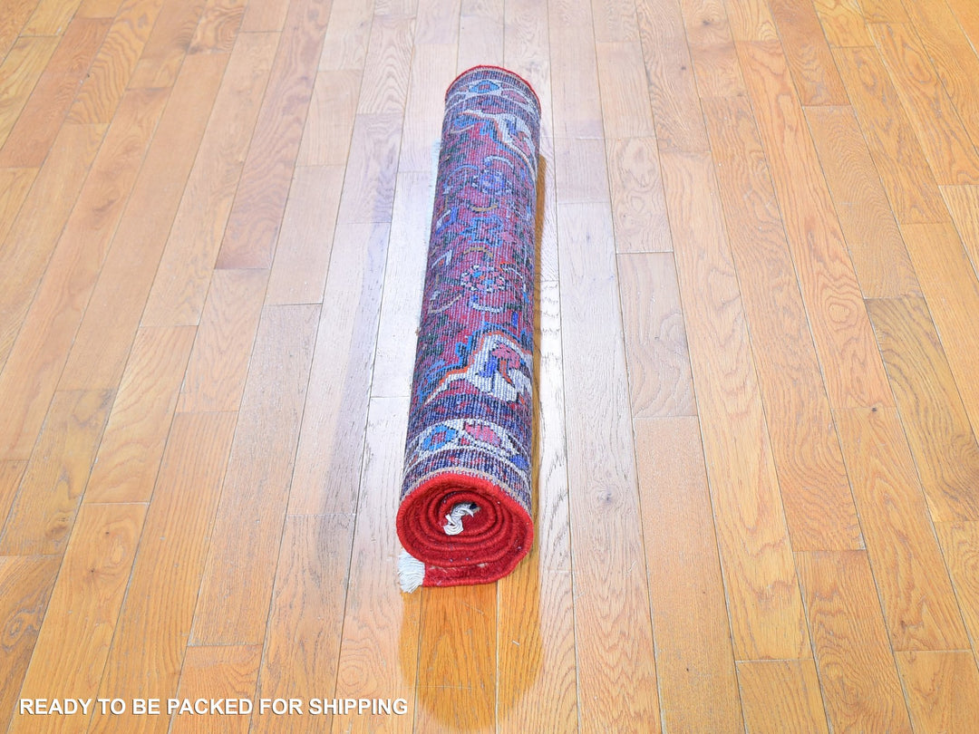 3'6" x 5'0" New Hand Knotted Red Wool Rectangle Oriental Rug - MOA10259677
