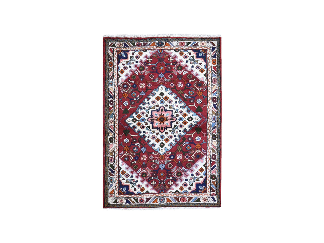 3'6" x 5'3" New Hand Knotted Red Wool Rectangle Oriental Rug - MOA10259678