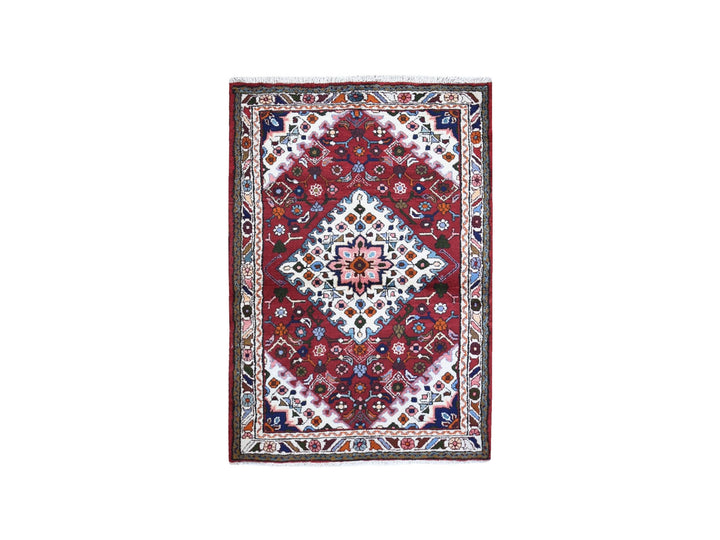 3'6" x 5'3" New Hand Knotted Red Wool Rectangle Oriental Rug - MOA10259678