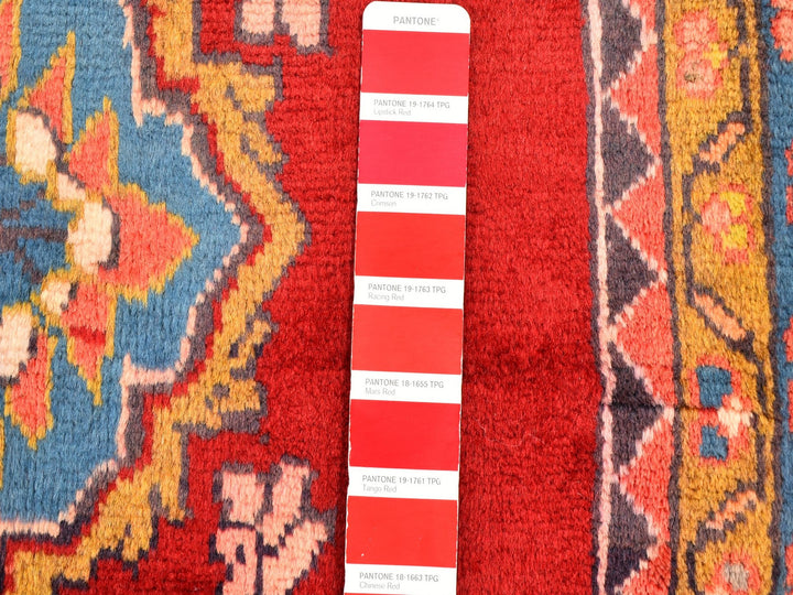 3'8" x 5'10" Vintage Hand Knotted Red Wool Rectangle Oriental Rug - MOA10259680