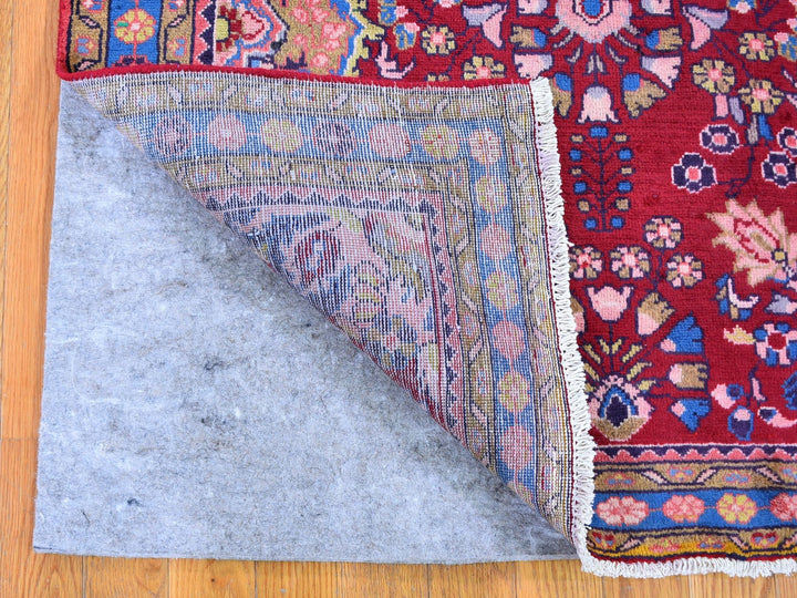 3'8" x 5'10" Vintage Hand Knotted Red Wool Rectangle Oriental Rug - MOA10259680