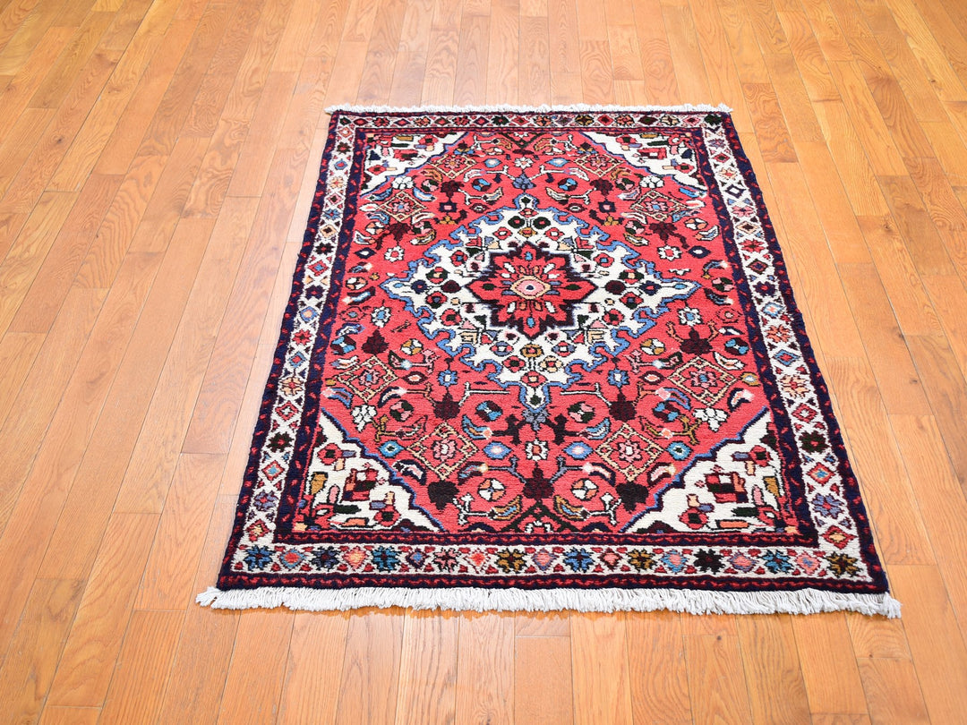 3'4" x 5'3" New Hand Knotted Red Wool Rectangle Oriental Rug - MOA10259692